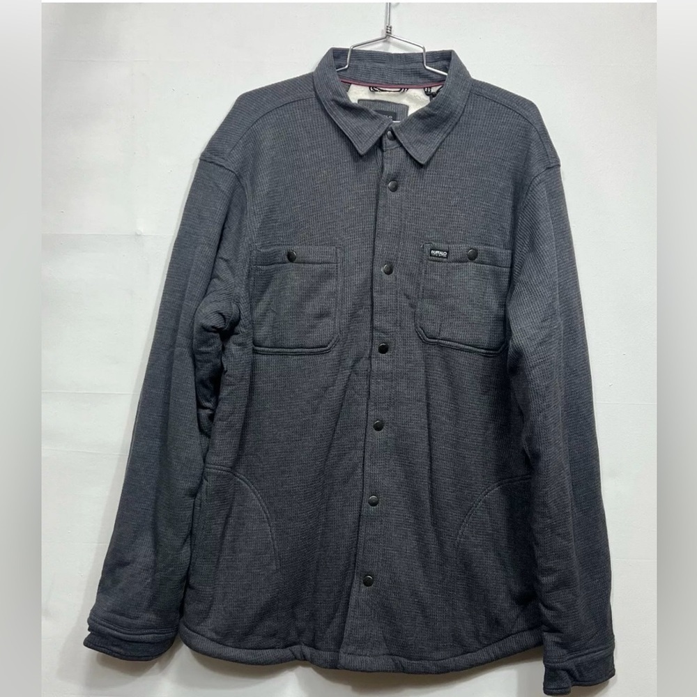 Buffalo David Bitton Steel Waffle Knit Jacket Sherpa Lined XXL Gray New - Picture 2 of 5